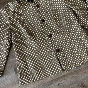 Talbots Brown White Geo Print Skirt Suit